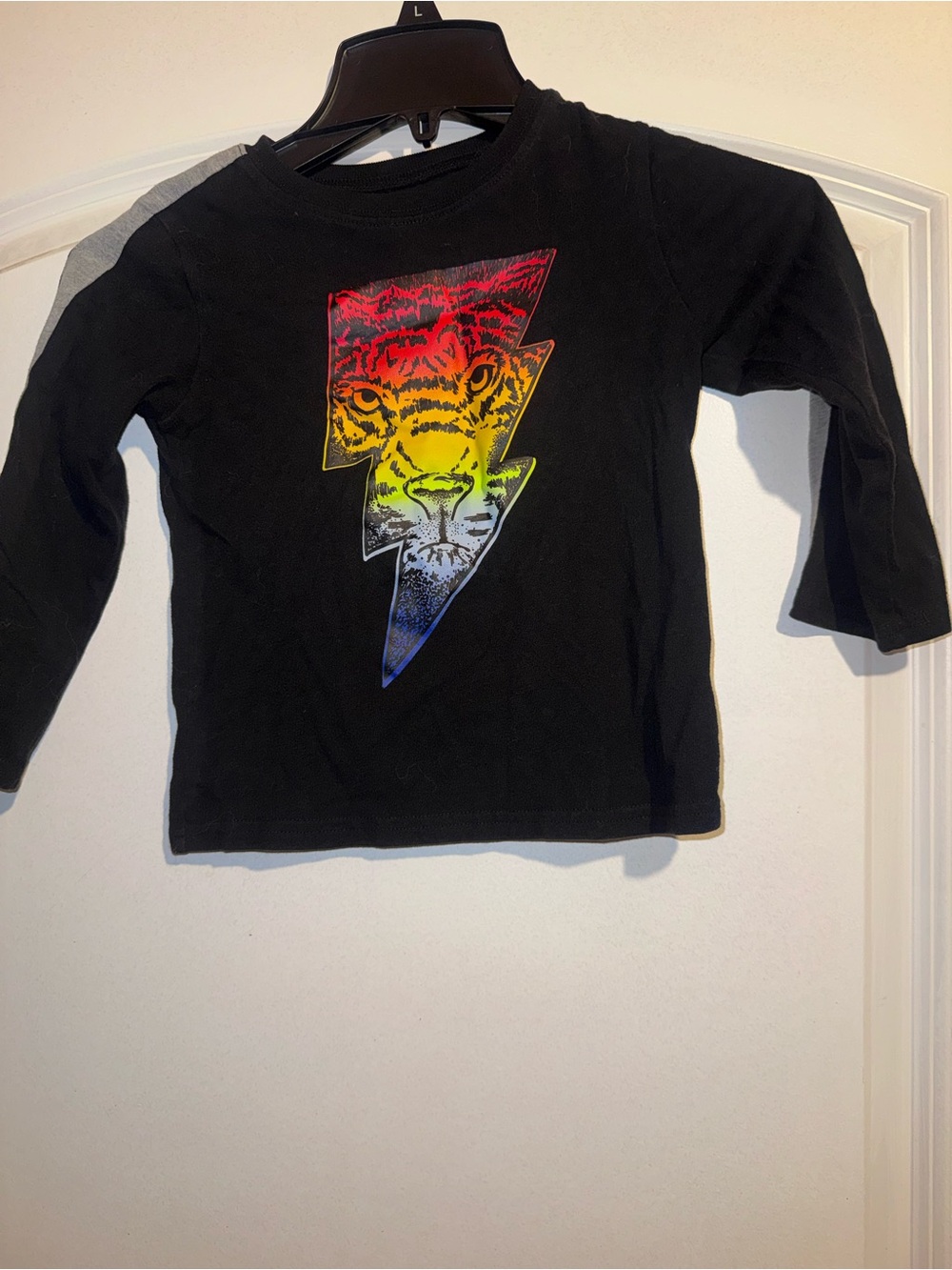 Garanimals Black Long-Sleeve Tee with Rainbow Tiger Bolt Graphic